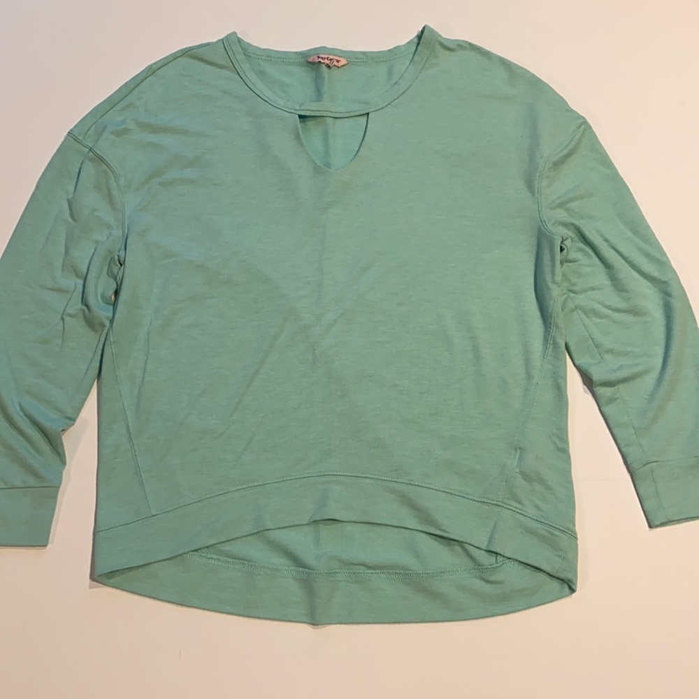 Juicy Couture Large Long Sleeve Aqua Cutout Shirt D6
